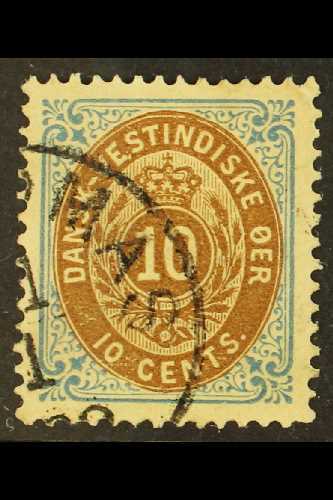 1873-1902 10c Bistre Brown And Blue, Frame Inverted, SG 23a, Fine With Part St Thomas Cds.  For More Images, Please Visi - Deens West-Indië