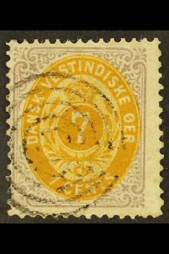 1873-1902 7c Yellow-ochre And Slate Lilac, SG 20, With Neat Target Cancel.  For More Images, Please Visit Http://www.san - Deens West-Indië