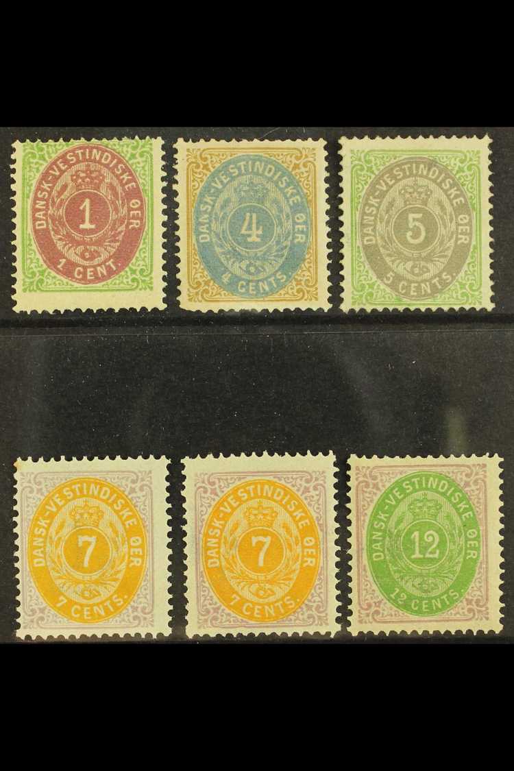 1873-95 Perf 14x13½, Fresh Mint Range With 1c, 4c, 5c, 7c (both Shades) And 12c, Between SG 10/27. (6 Stamps) For More I - Danish West Indies