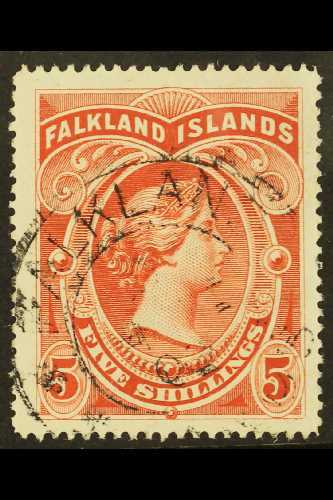 1898 5s Red, SG 42, Very Fine Used. For More Images, Please Visit Http://www.sandafayre.com/itemdetails.aspx?s=610403 18 - Falklandinseln