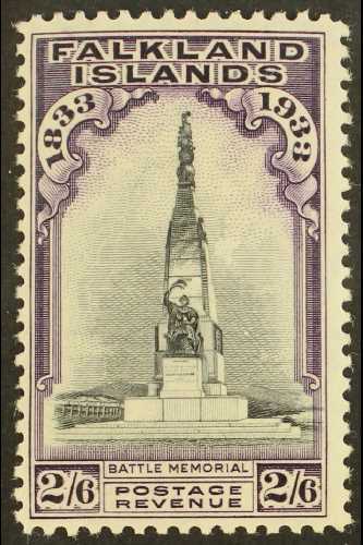 1933 2s6d Black & Violet Centenary - Battle Memorial, SG 135, Fine Mint, Very Fresh. For More Images, Please Visit Http: - Falklandinseln