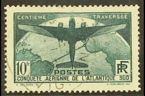 1936 10f Green "Transatlantic", Yv 321, SG 554, Very Fine Cds Used (1 Stamp) For More Images, Please Visit Http://www.sa - Andere & Zonder Classificatie