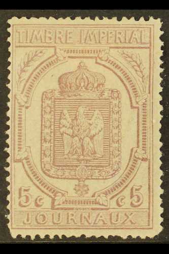 NEWSPAPER STAMPS 1869 5c Lilac, Perf 11½x12½, Yvert 10, Mint With Light Horizontal Corner Crease. An Extremely Scarce St - Autres & Non Classés