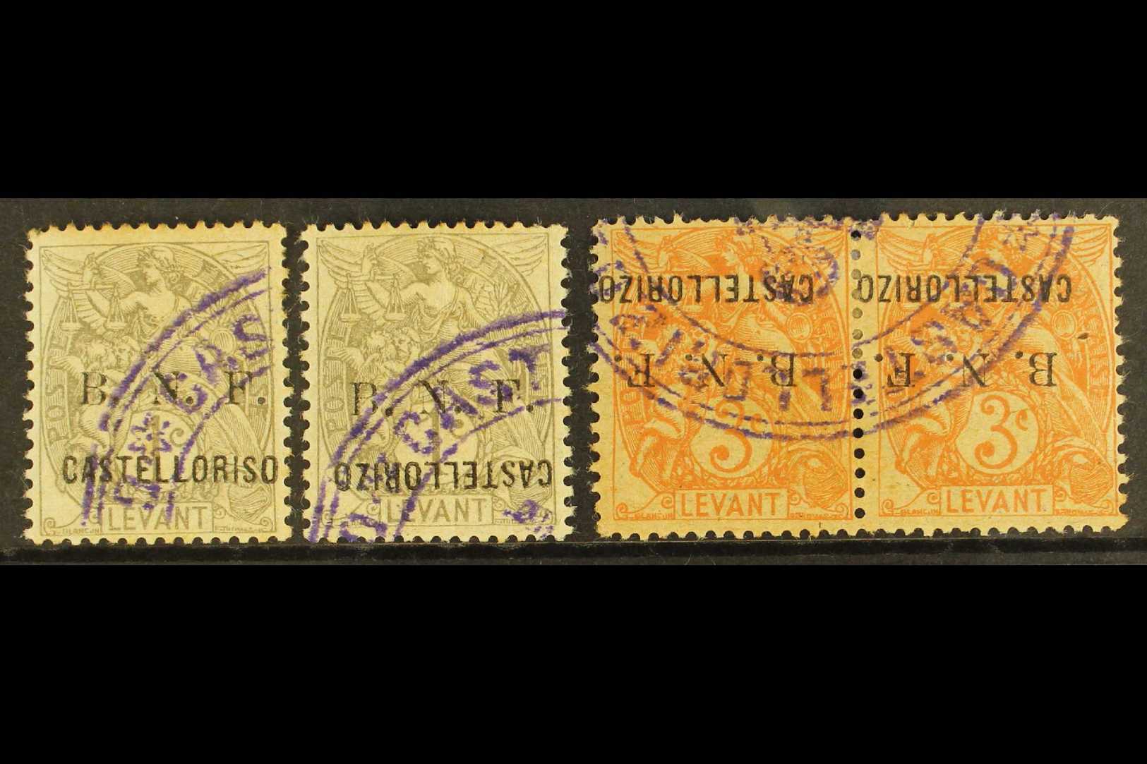 CASTELROSSO 1920 USED GROUP Of Varieties That Includes A B.N.F. Overprint 1c Grey With "S" For "Z" In "CASTELLORIZO", 1c - Autres & Non Classés