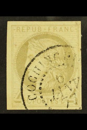 COCHIN CHINA 1877 4c Grey, Ceres, Yv 16,  Very Fine Used With Cochinchine 6 Jan 77 Cds Cancel. For More Images, Please V - Andere & Zonder Classificatie