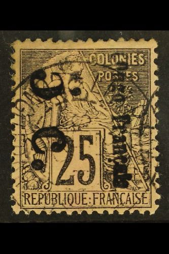 CONGO 1891 5c On 25c, Large "O", Reading Downwards, Yv 4Aa, Very Fine Used. For More Images, Please Visit Http://www.san - Autres & Non Classés