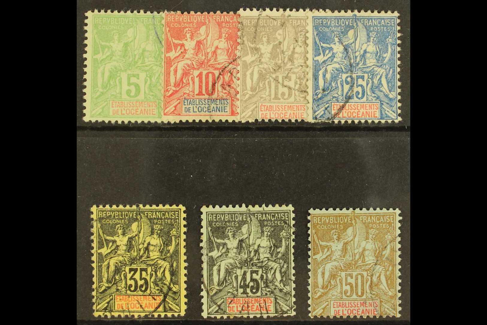 FRENCH OCEANIC SETTLEMENTS 1900 - 07 New Colours Set Complete, Yv 14/30, Very Fine Used. (7 Stamps) For More Images, Ple - Andere & Zonder Classificatie