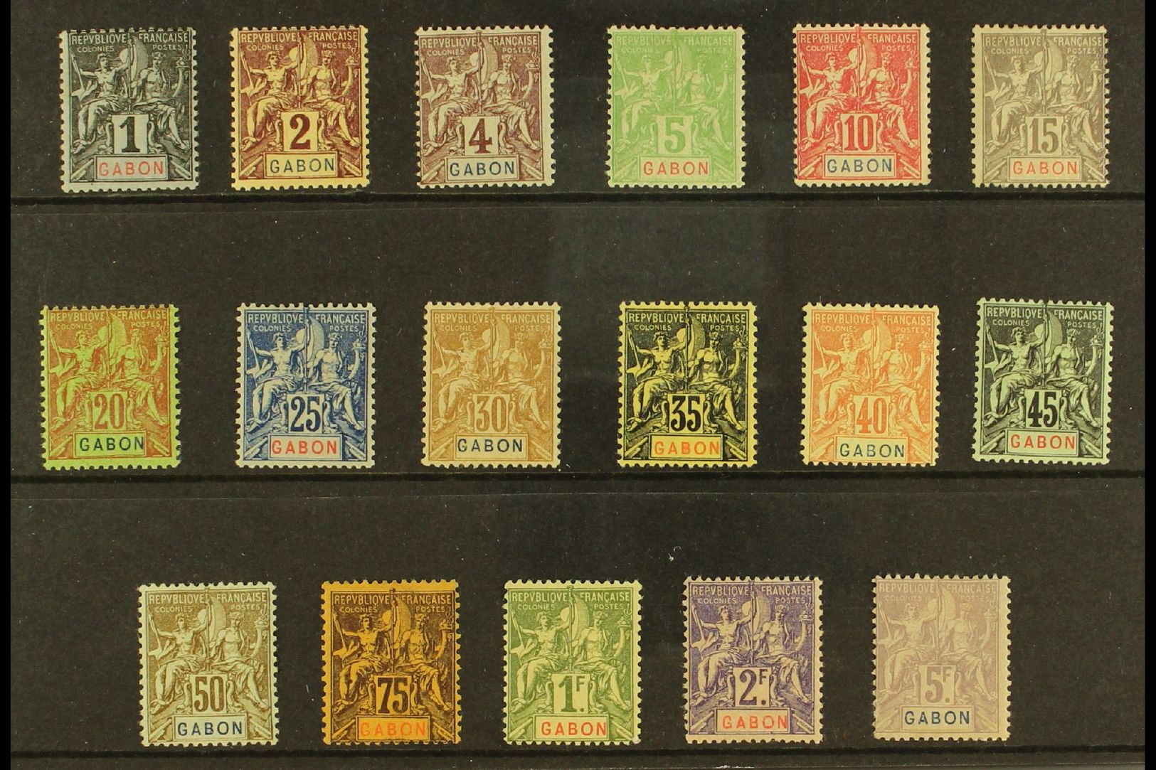 GABON 1904-07 Tablets Complete Set (Yvert 16/32, SG 16/32), Fine Mint, 5f With Small Thin, Very Fresh. (17 Stamps) For M - Autres & Non Classés