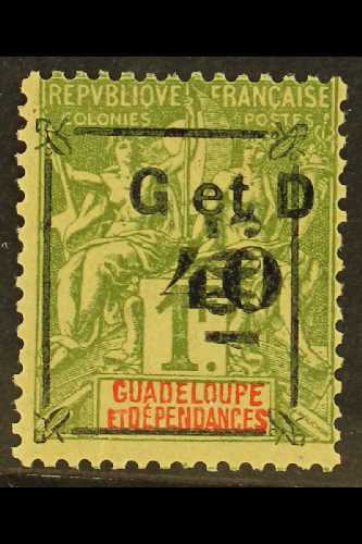 GUADELOUPE 1904 40c On 1f Olive-green Surcharge In Black With "1903" At Right Reading Upwards (Yvert 54, SG 59dA), Fine  - Other & Unclassified