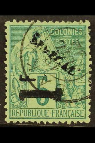 SENEGAL 1892 1fr On 5c Green, Yv 7, Very Fine Used. Signed Brun. For More Images, Please Visit Http://www.sandafayre.com - Autres & Non Classés