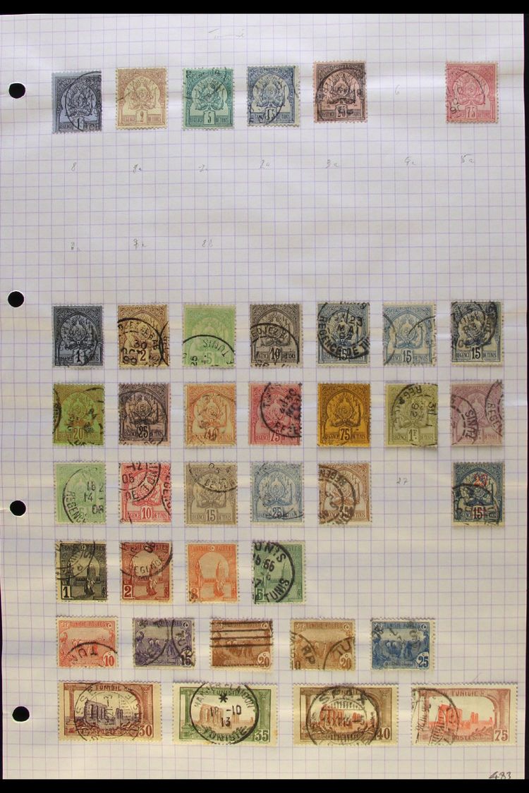 TUNISIA 1888-1955 All Different FINE USED Collection On Pages. With 1888-93 Small Figures Set To 25c, Plus 75c; 1888-93  - Other & Unclassified