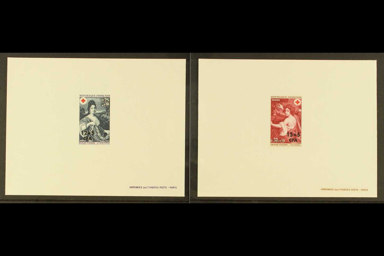 REUNION 1968 Red Cross EPREUVES DE LUXE Complete Set, Yvert 381/82, Very Fine & Fresh Condition. (2 Epreuves) For More I - Other & Unclassified