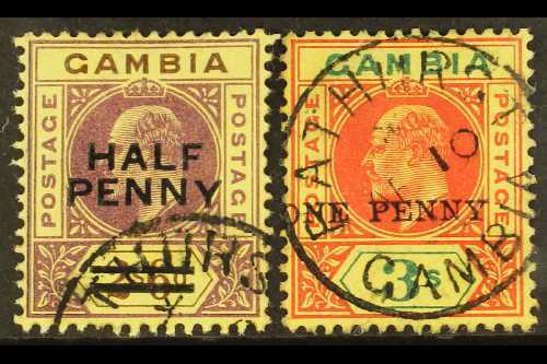 1906 ½d And 1d Surcharge Pair, SG 69/70, Very Fine Used. (2 Stamps) For More Images, Please Visit Http://www.sandafayre. - Gambie (...-1964)