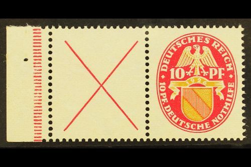 1926 Label + 10pf Arms Horizontal SE-TENANT, Michel W 24.1, Very Fine Left Marginal Example, Very Fresh. For More Images - Other & Unclassified