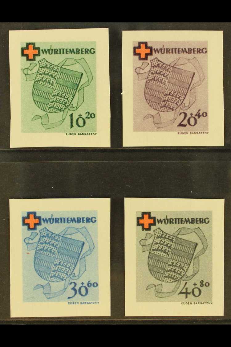 FRENCH ZONE WURTTEMBERG 1949 Red Cross Imperf Set From The Mini-sheet, Michel 40/43 B, Superb Never Hinged Unused No Gum - Other & Unclassified