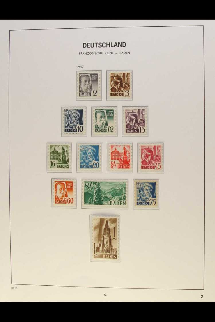 FRENCH ZONE BADEN 1947-1949 COMPLETE NEVER HINGED MINT COLLECTION On Hingeless Pages, All Different, Inc 1948 & 1948-49  - Andere & Zonder Classificatie