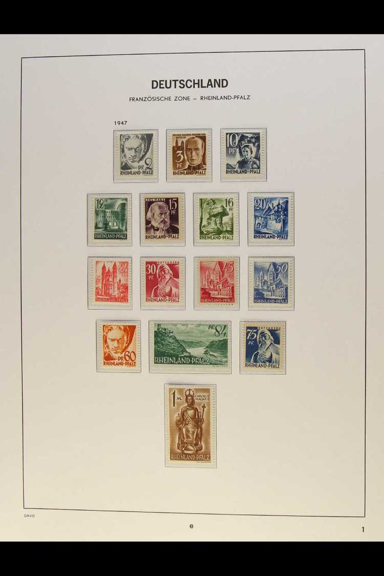 FRENCH ZONE RHINELAND 1947-1949 COMPLETE NEVER HINGED MINT COLLECTION On Hingeless Pages, All Different, Inc 1948 & 1948 - Andere & Zonder Classificatie