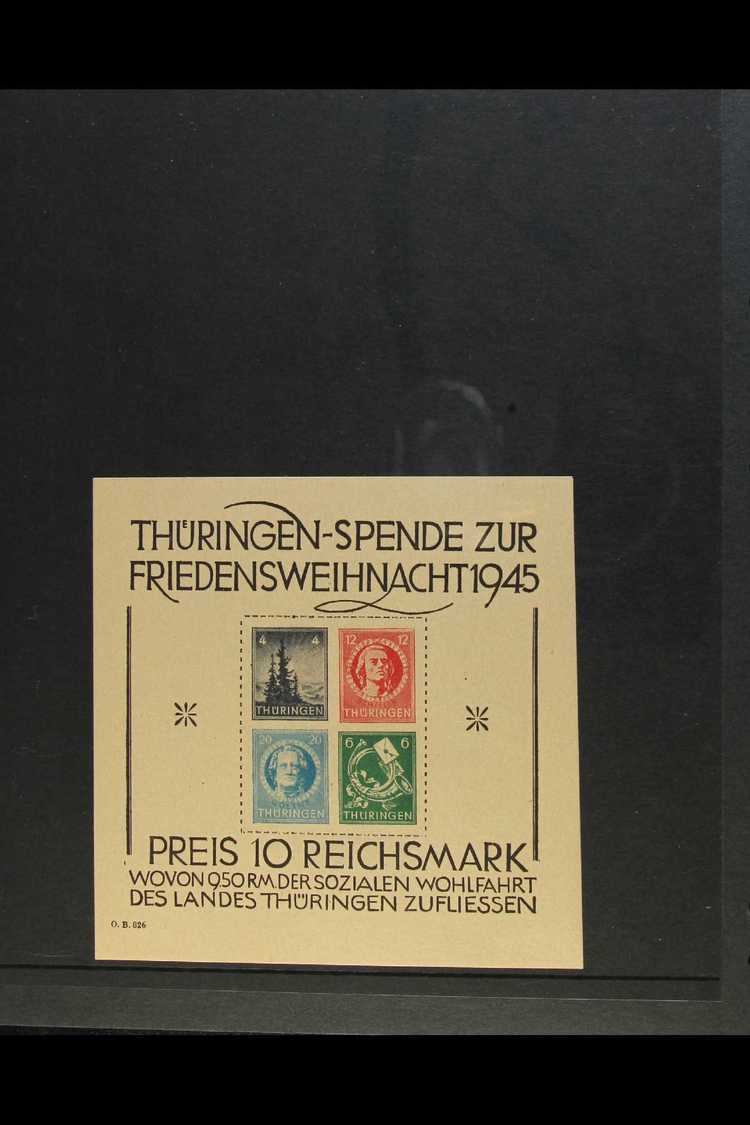 RUSSIAN ZONE THURINGIA 1945 Christmas - Social Welfare Mini-sheet Type II (Michel Block 2t II, SG MSRF10), Fine Never Hi - Andere & Zonder Classificatie