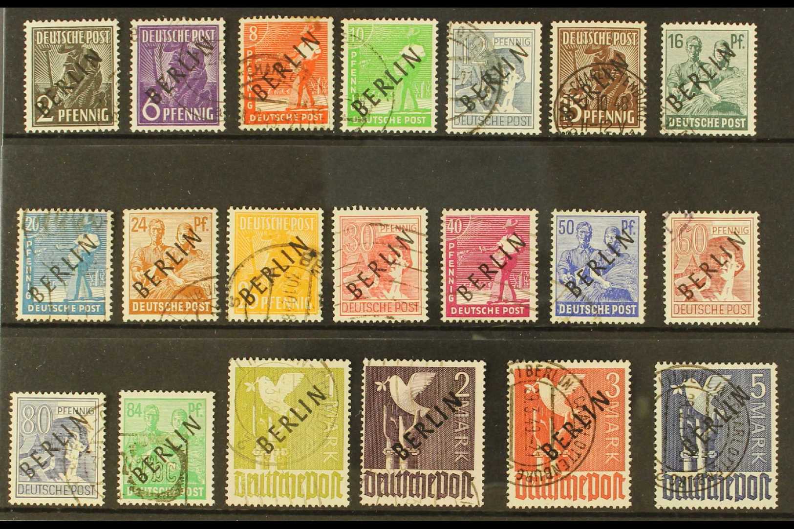 1948 "BERLIN" Overprinted Complete Definitive Set, Mi 1/20, SG B1/B20, Very Fine Used With Andreas Schlegel Photo Certif - Other & Unclassified