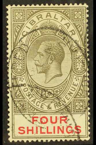 1921-27 4s Black & Carmine, SG 100, Very Fine Used With Two Oval "Registered" Cancels, Fresh. For More Images, Please Vi - Gibraltar