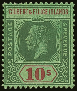 1922-27 10s Green & Red/emerald, SG 35, Never Hinged Mint For More Images, Please Visit Http://www.sandafayre.com/itemde - Gilbert & Ellice Islands (...-1979)