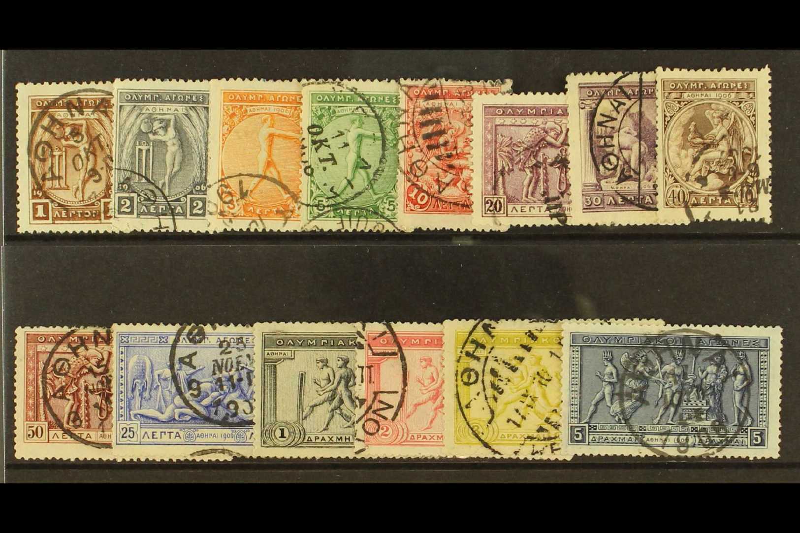 1906 Second Olympic Games Set, SG 183/196, Mi. 144/157, Cds Used, The 5d Signed Buhler, Ink Number Mark On Reverse. (14) - Autres & Non Classés