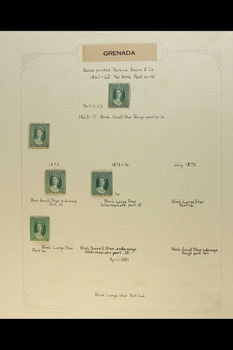 1861-1875 PENNY GREENS All Different Mint Selection Neatly Written Up Album Page, Comprising SG 2, 4, 10, 11 And 14. A F - Grenada (...-1974)