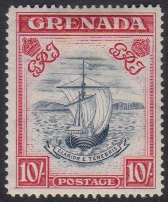 1938-50 10s Slate-blue & Carmine Lake (wide) Perf 14, SG 163d, Very Fine Mint For More Images, Please Visit Http://www.s - Grenade (...-1974)