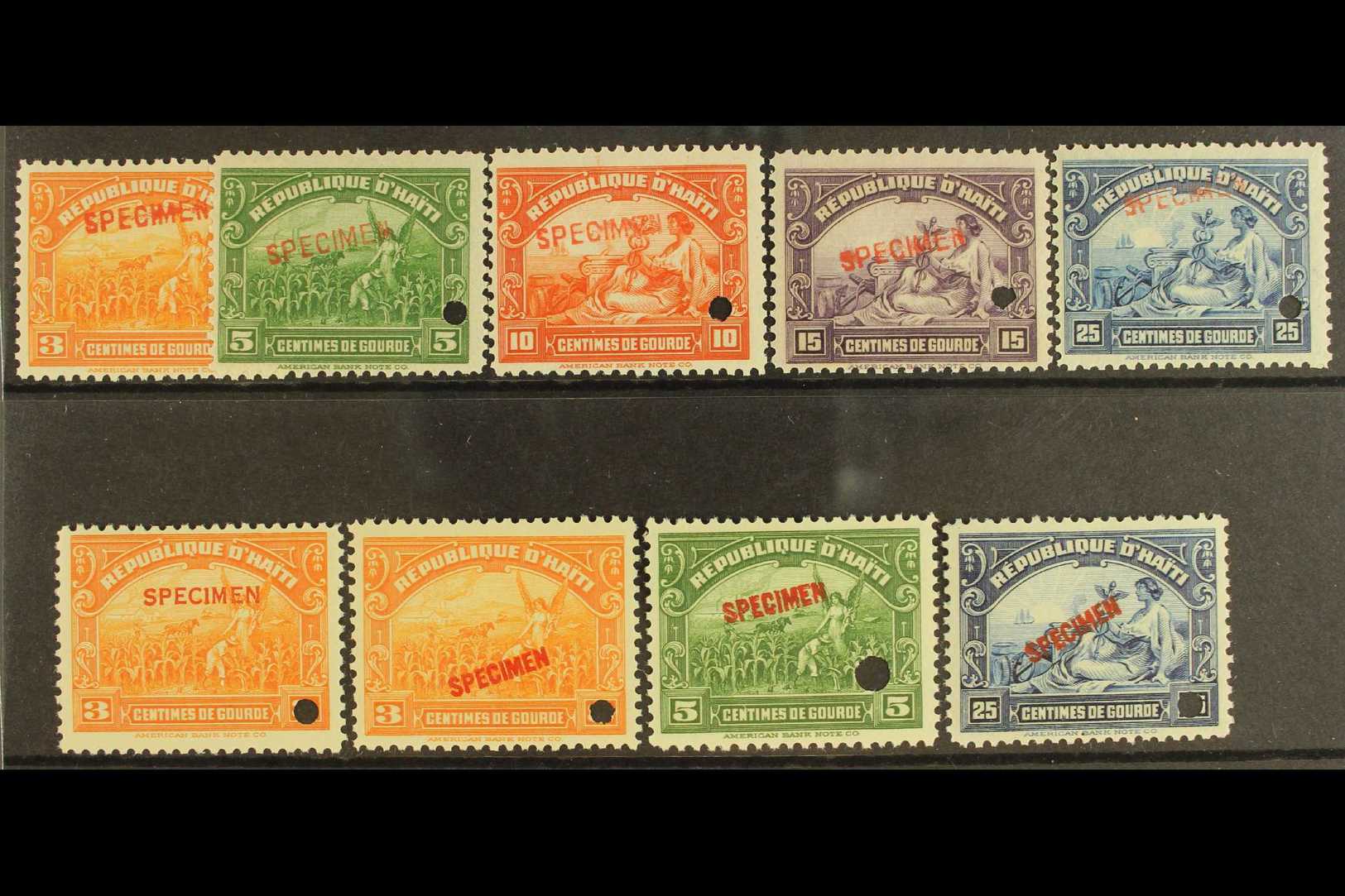 1920 "Agriculture" And "Commerce" Set, SG 294/98, Overprinted "SPECIMEN", Plus Further Values With Different Types Of "S - Haiti