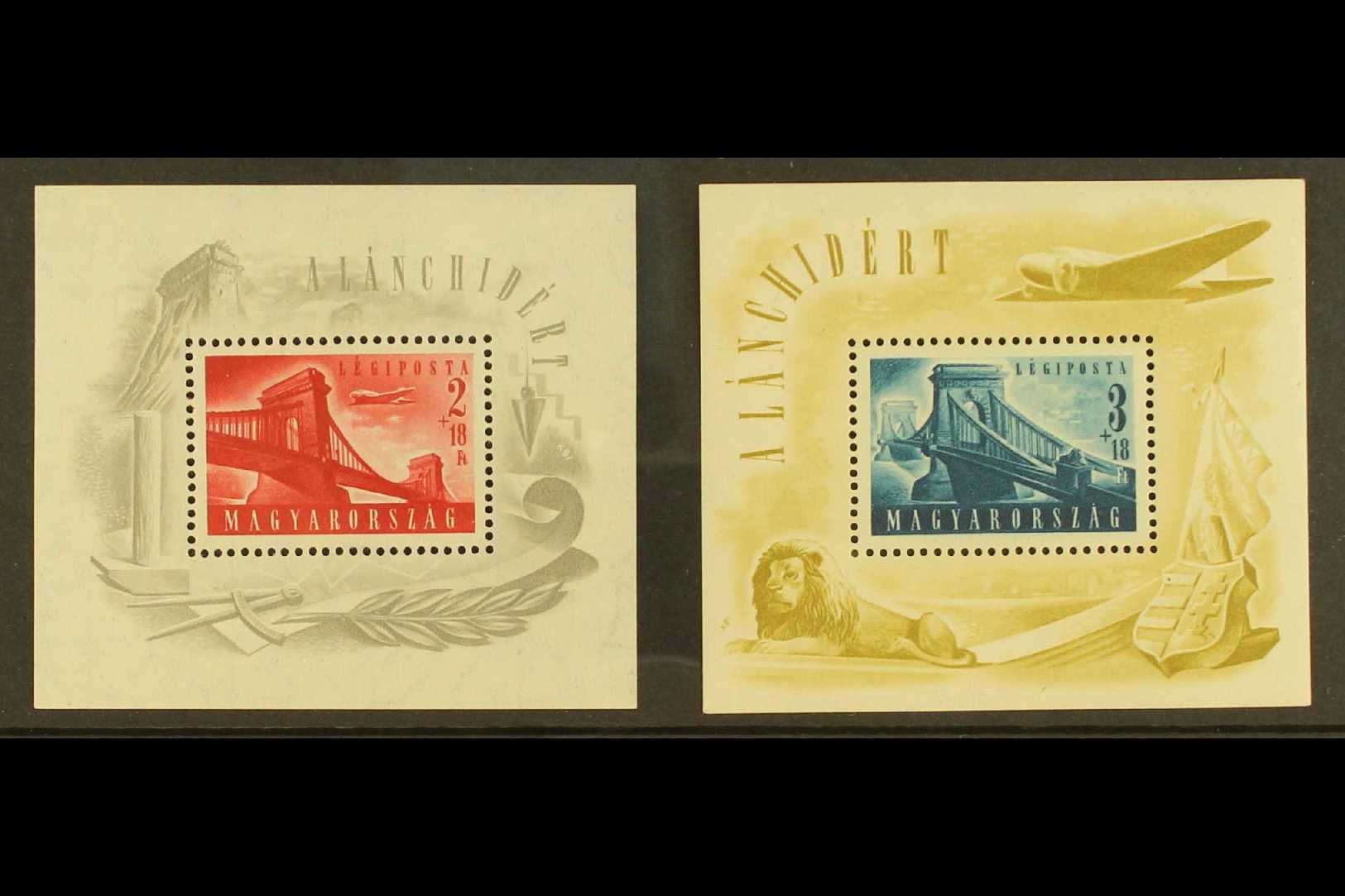 1948 AIR Re-opening Of Budapest Chain Bridge Miniature Sheets (Mi Blocks 12/13, SG MS1036a/b) Never Hinged Mint. (2 Min  - Other & Unclassified