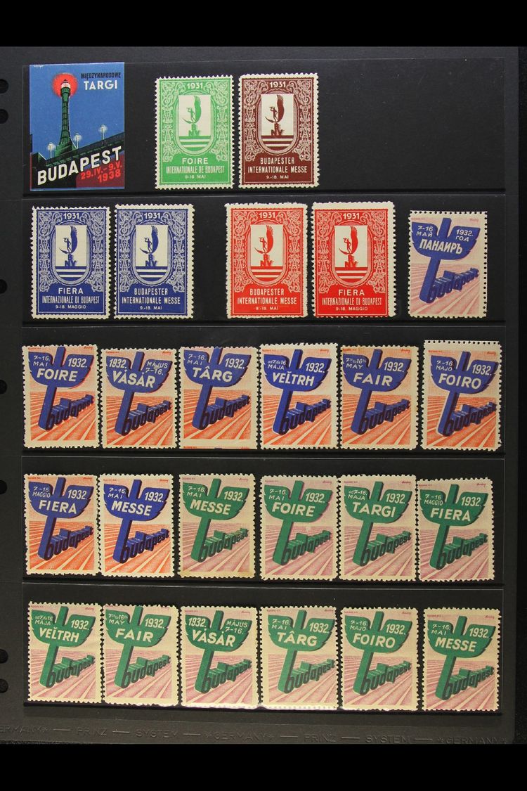 CINDERELLAS 1931-1938 Fine Mint (some No Gum As Issued) Collection Of BUDAPEST EXHIBITION Poster Stamps Presented On Sto - Andere & Zonder Classificatie