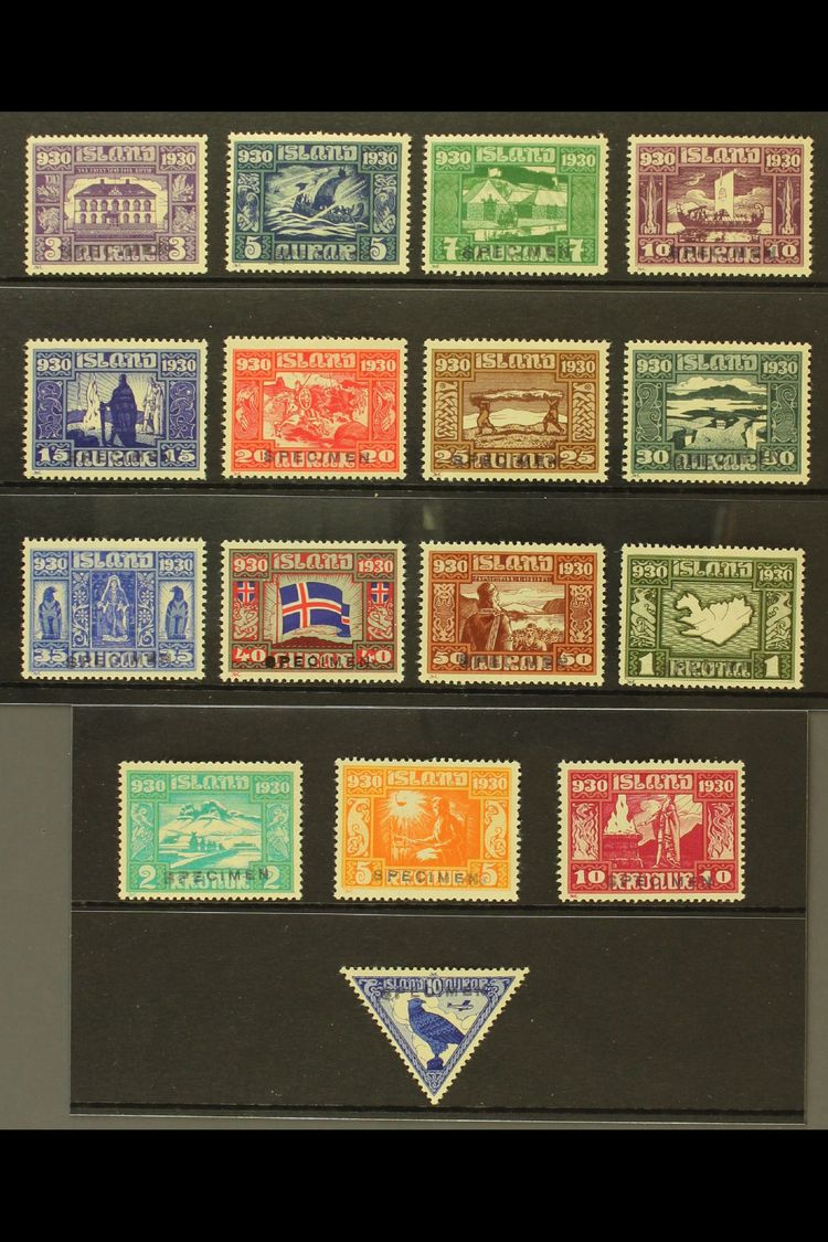 1930 Parliamentary Millenary Celebration Complete Set With "SPECIMEN" Overprint, Facit 173/188, Fine Mint. (16 Stamps) F - Andere & Zonder Classificatie