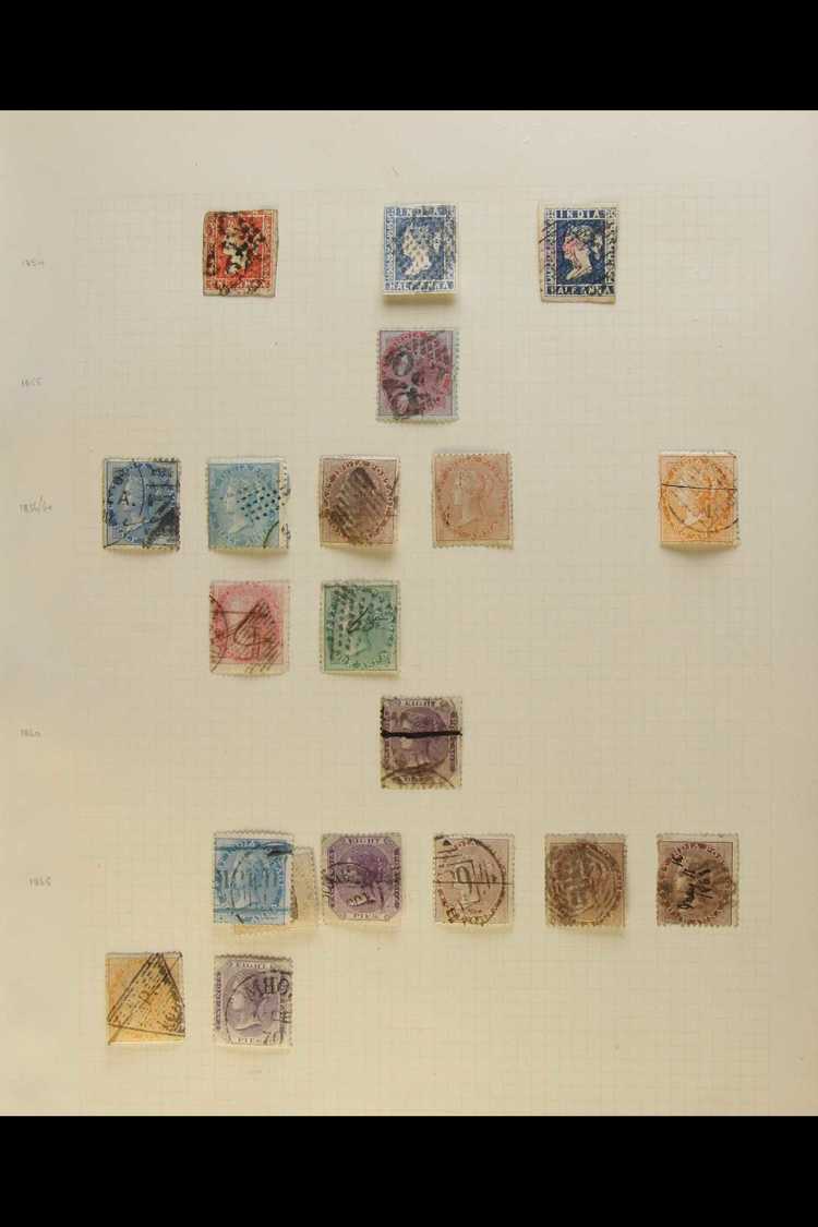 1854-1943 USED COLLECTION Nice, Old-time Lot On Album Pages, We See 1854-5 ½a (x2) & 1a, 1855 & 1856-64 Values To 8a, QV - Autres & Non Classés