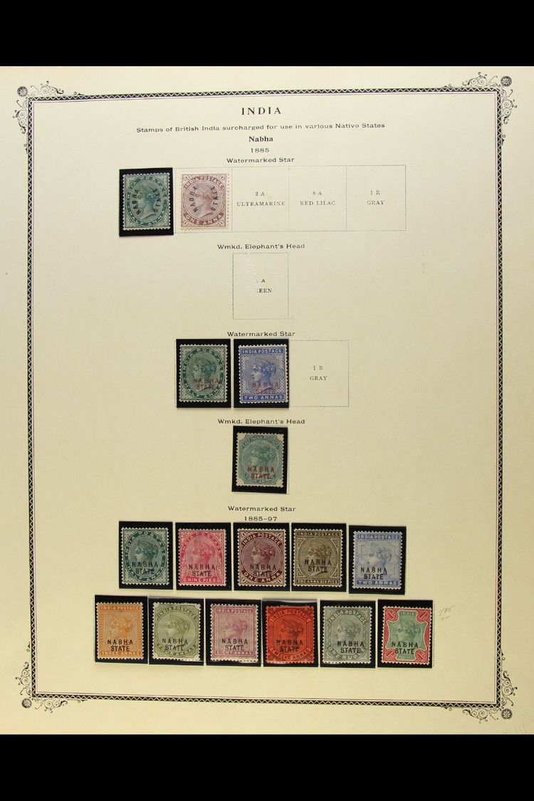 NABHA 1885-1945 ATTRACTIVE MINT All Different Collection, Mostly Fine Condition. Note 1885 Curved Overprint ½a And 1a; 1 - Other & Unclassified