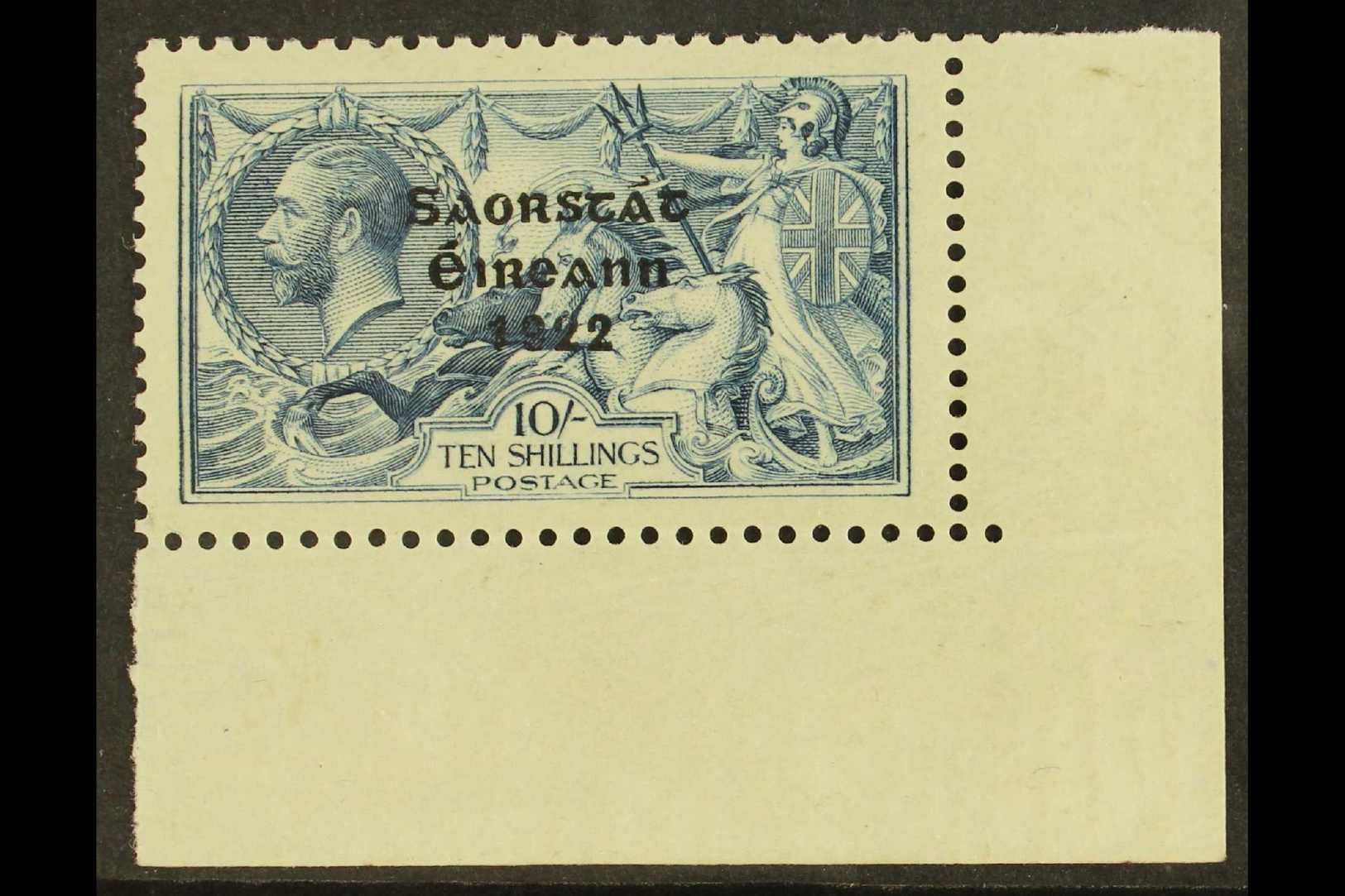 1922 - 23 10s Dull Grey Blue Seahorse, SG 66, Lower Right Corner Copy (Row 10/4), Showing WEAK ACCENT, Hib. T61g, Very F - Autres & Non Classés