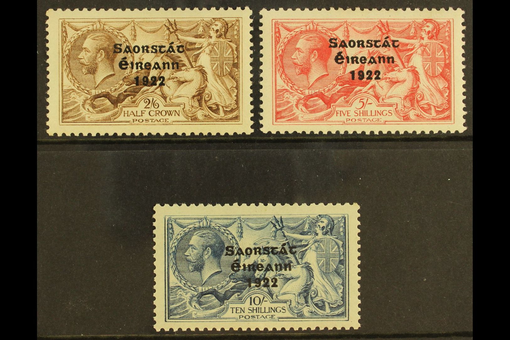 1922 2s 6d, 5s And 10s 3 Line Ovpt By Thom, SG 64/6, Very Fine And Fresh, Well Centered Mint Set. (3 Stamps) For More Im - Other & Unclassified