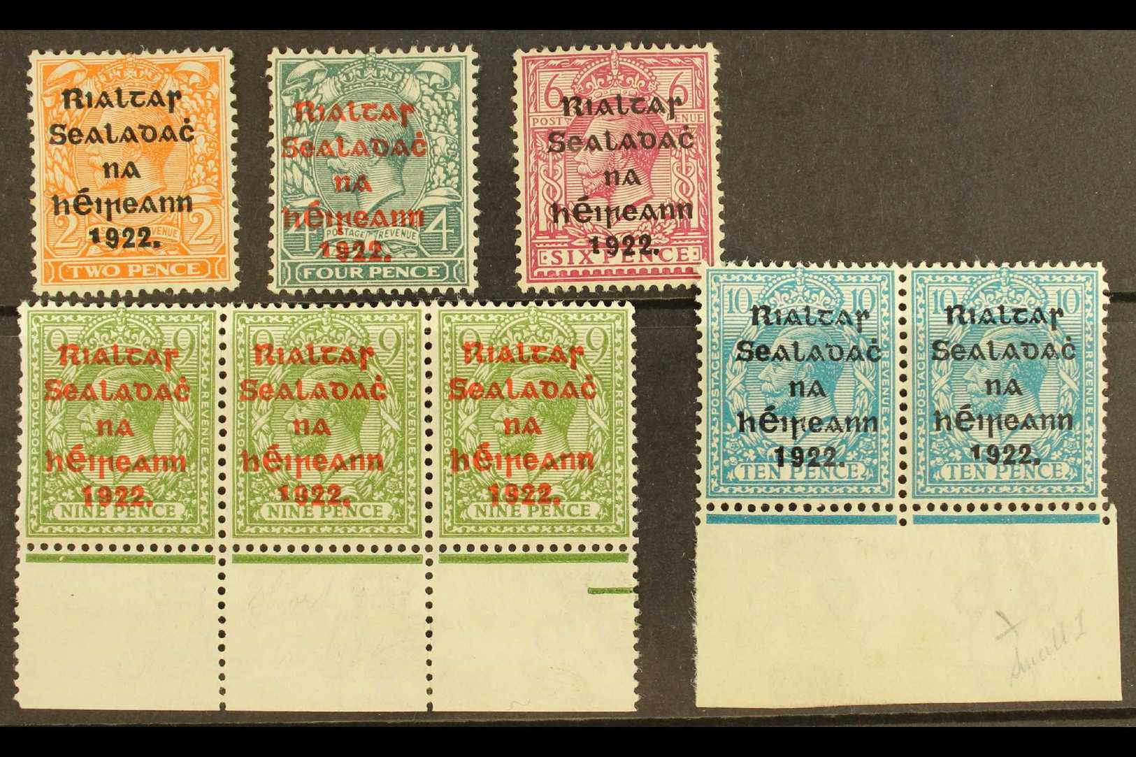 1922 THOM Short "1" In 1922 Varieties On 2d, 4d, 6d, 9d Olive (within Marginal Strip Of Three) And 10d Within Marginal P - Autres & Non Classés