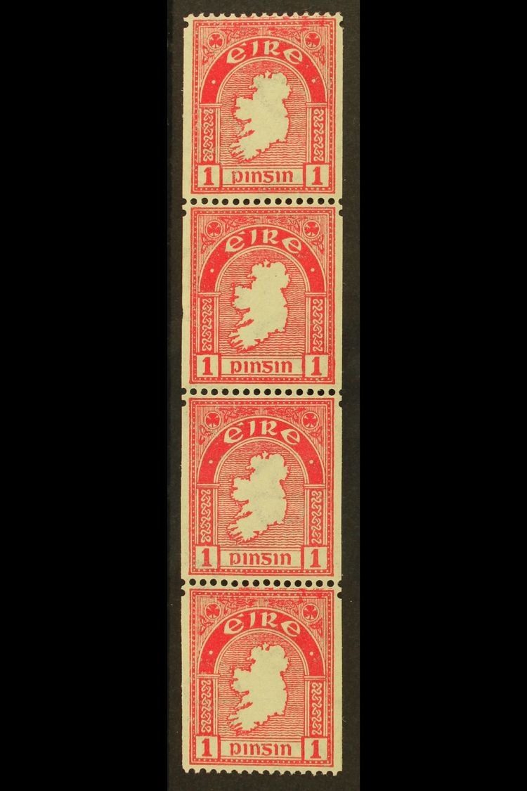 1933 COIL STAMP 1d Carmine, Perf 15 X Imperf (single Perf), Strip Of Four Fine Mint, Two Are Never Hinged, Well Centered - Autres & Non Classés