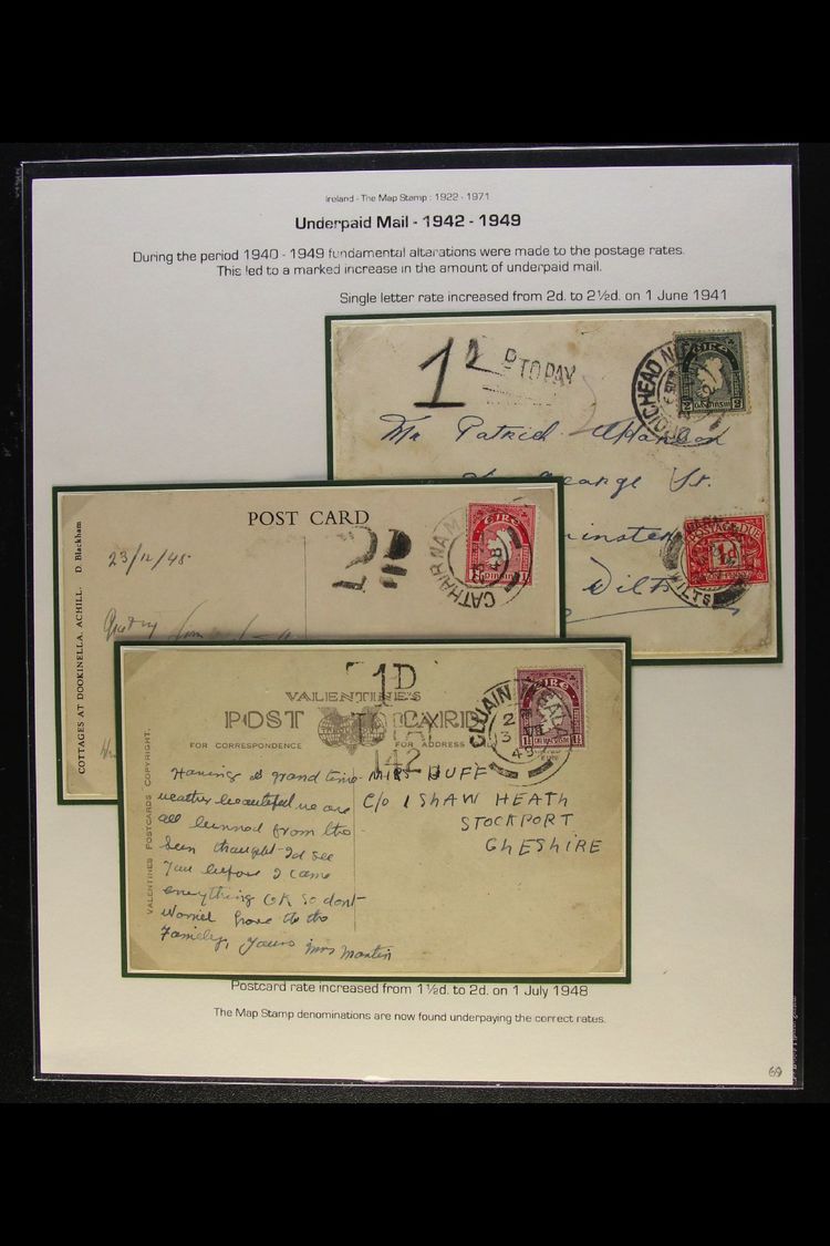 POSTAGE DUE MAIL 1942-49 Group With 1942 Cover To England Bearing 2d Map Plus GB 1d Postage Due And With "2d TO PAY" Han - Autres & Non Classés