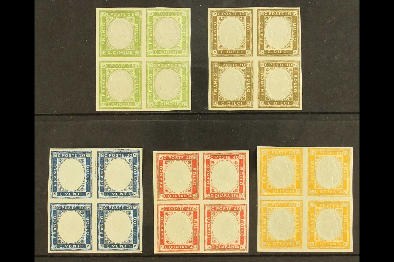 NEAPOLITAN PROVINCES 1861 Local Issue, Complete Set, Sass S1, In Superb BLOCKS OF 4 (2nh, 2og). Cat €1500.(£1125)  (5 Bl - Zonder Classificatie