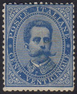 1879 25c Blue Umberto, Sassone 40, Very Fine Mint , Large Part Og, With Great Colour & Full Perfs. Cat €500 (£425) For M - Unclassified