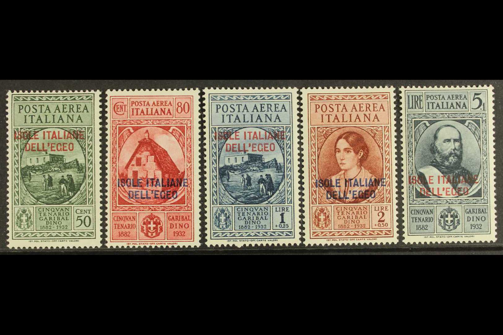 AEGEAN ISLANDS 1932 Garibaldi Postage Set, Sass 14/18 Very Fine Mint. (5 Stamps) For More Images, Please Visit Http://ww - Andere & Zonder Classificatie