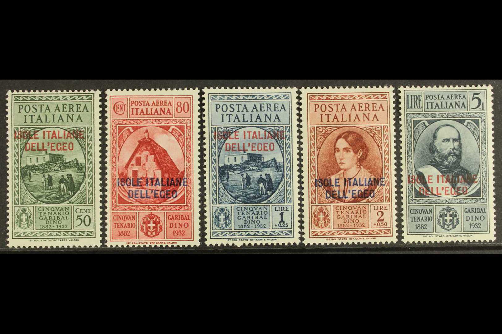 AEGEAN ISLANDS 1932 Garibaldi Postage Set, Sass 14/18 Very Fine Mint. (5 Stamps) For More Images, Please Visit Http://ww - Other & Unclassified