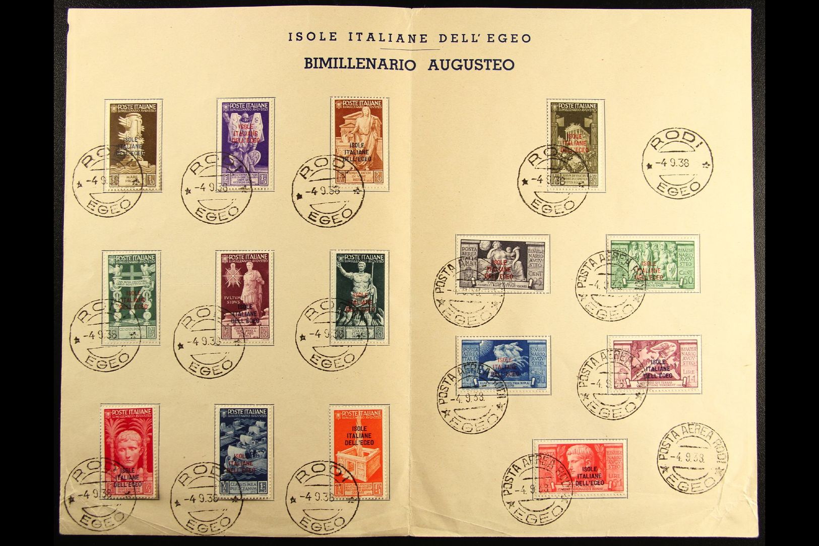DODECANESE ISLANDS 1938 Augustus Bimillenary Overprints Complete Postage & Air Sets (SG 186/95 & 196/200, Sassone 99/108 - Autres & Non Classés
