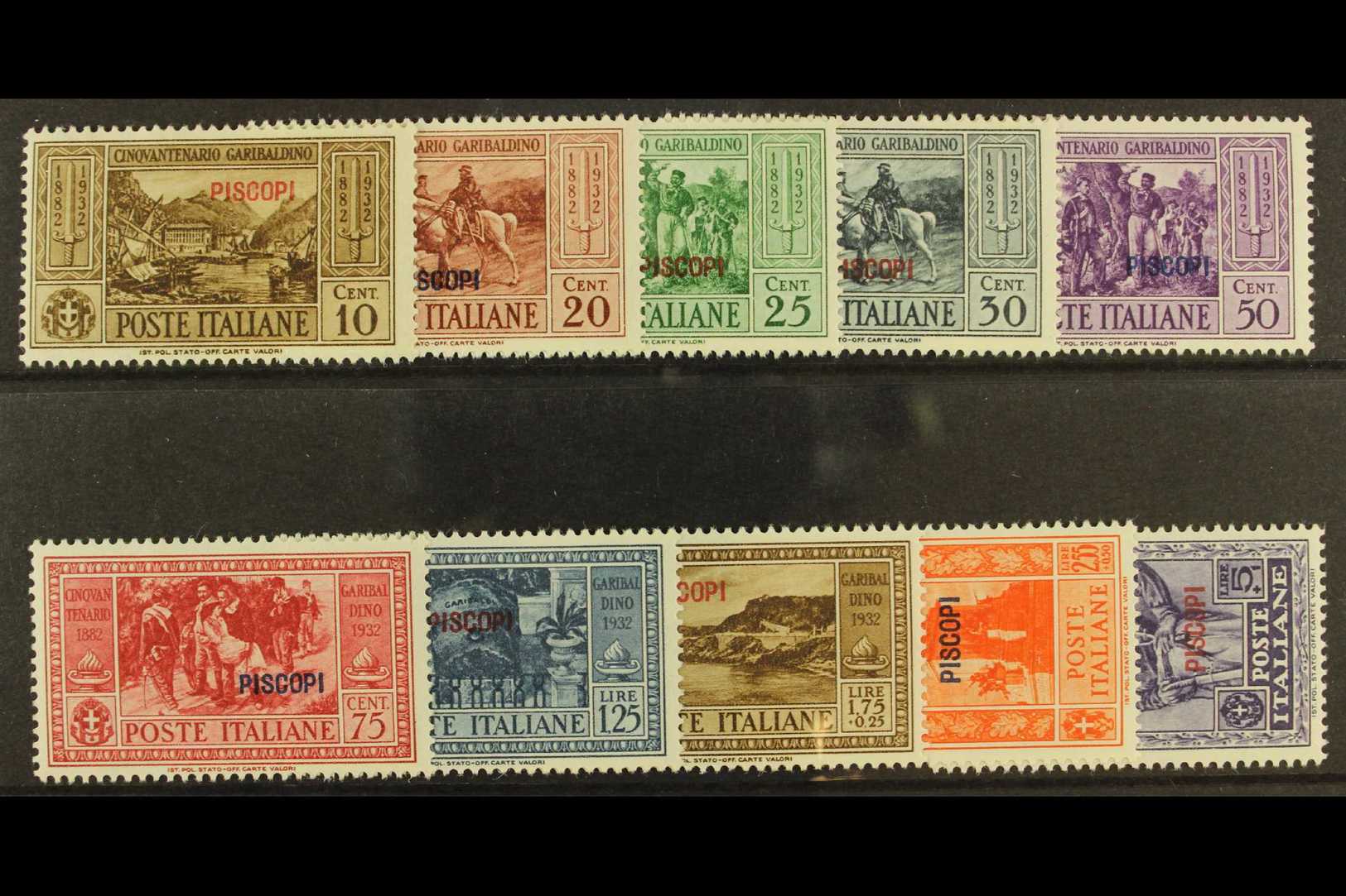 DODECANESE ISLANDS PISCOPI 1932 Garibaldi Set, SG 89/98, Sassone S.71, Very Fine Mint (10). For More Images, Please Visi - Autres & Non Classés