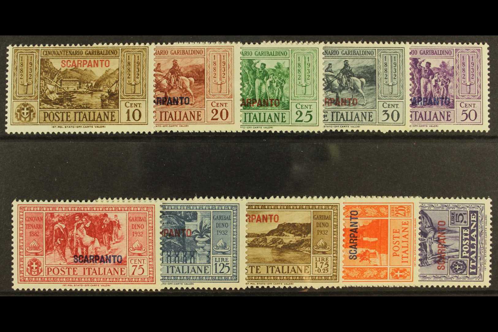 DODECANESE ISLANDS SCARPANTO 1932 Garibaldi Set, SG 89/98, Sassone S.78, Very Fine Mint (10). For More Images, Please Vi - Autres & Non Classés