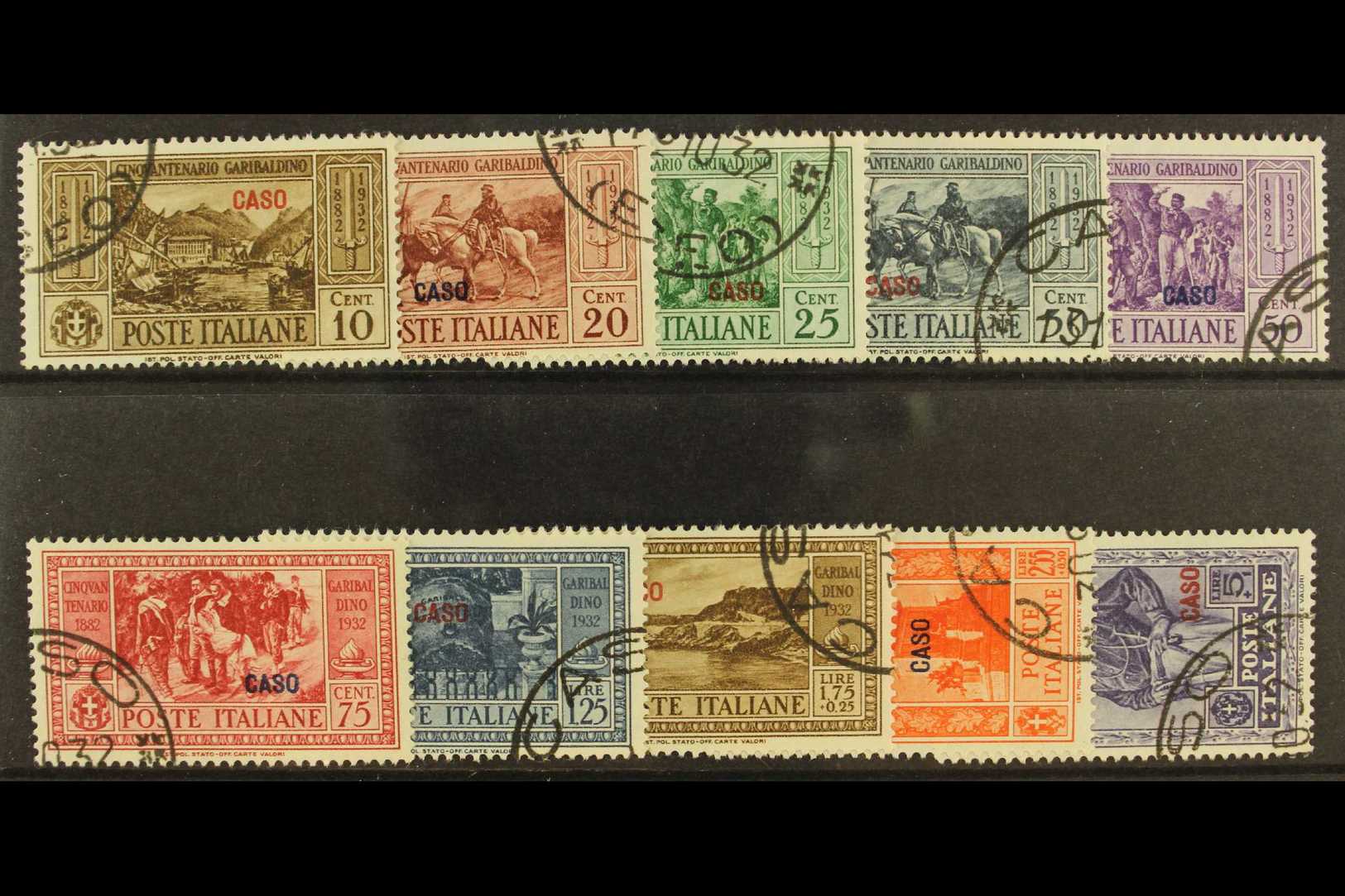 DODECANESE ISLANDS CASO 1932 Garibaldi Set, SG 89/98, Sassone S.53, Very Fine Used (10). For More Images, Please Visit H - Andere & Zonder Classificatie