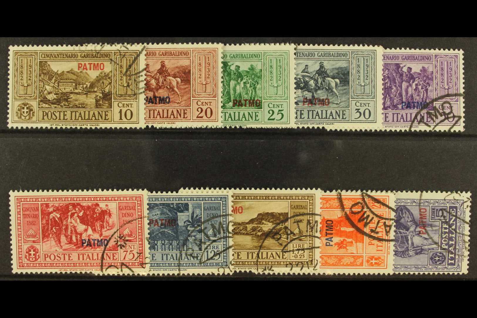 DODECANESE ISLANDS PATMO 1932 Garibaldi Set, SG 89/98, Sassone S.68, Very Fine Used (10). For More Images, Please Visit  - Andere & Zonder Classificatie