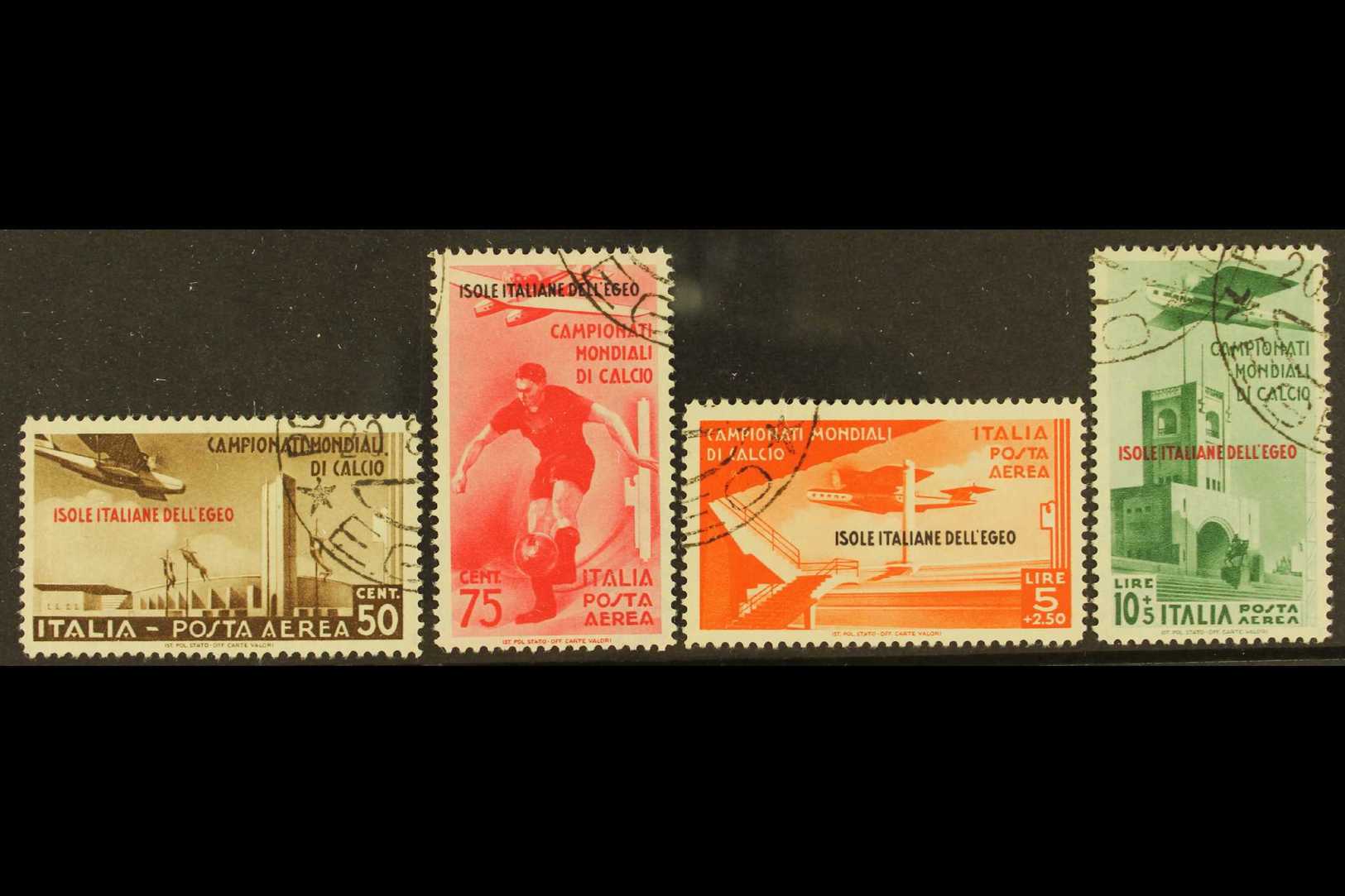 DODECANESE ISLANDS EGEO 1934 Air Football Overprints Complete Set (Sassone A34/37, SG 133/36), Very Fine Used Cancelled  - Andere & Zonder Classificatie