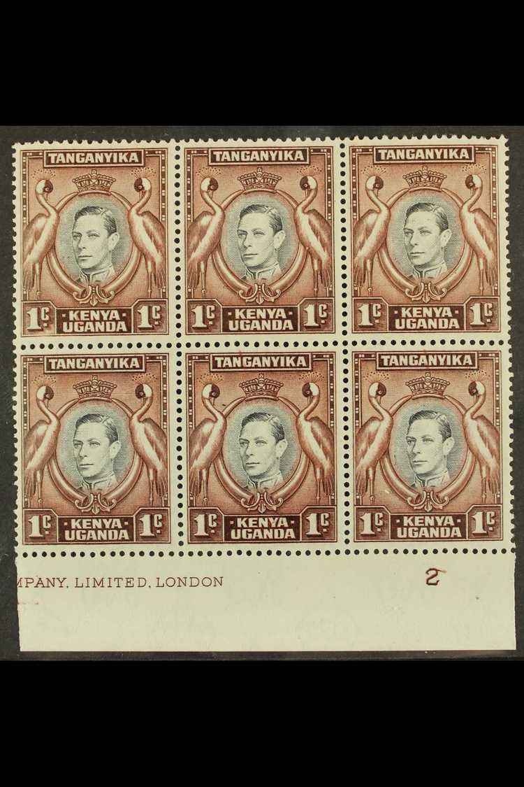 1942 1c Black & Red-brown With DAMAGED VALUE TABLET Variety, SG 131ac, Never Hinged Mint In Block Of 6 With 5 Normal Sta - Vide